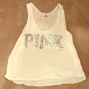 Size XS flowy white VS PINK tank